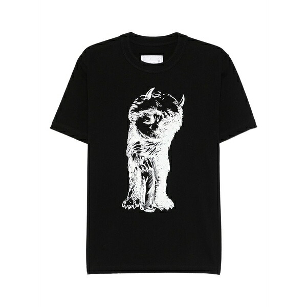 サカイ メンズ プルオーバー トップス Graphic-print cotton t-shirt Black