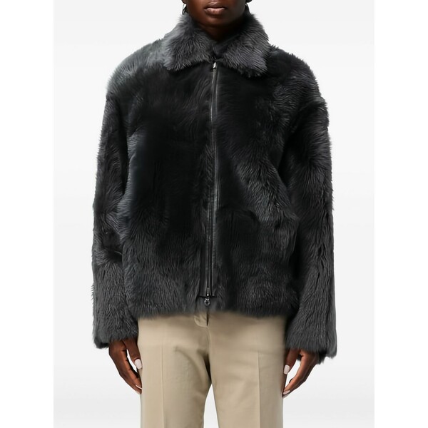 デサ1972 レディース 厚地の外套 アウター Reversible shearling jacket Grey