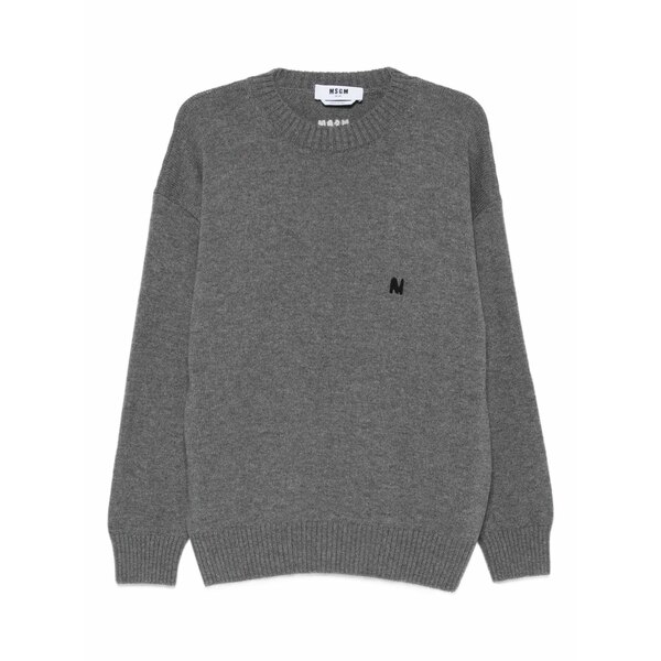 エムエスジイエム メンズ ニット\u0026セーター アウター Logo-embroidered wool sweater Grey