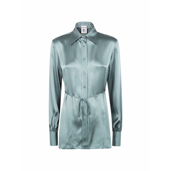 セミクチュール レディース プルオーバー トップス Tie-waist long-sleeve shirt Blue
