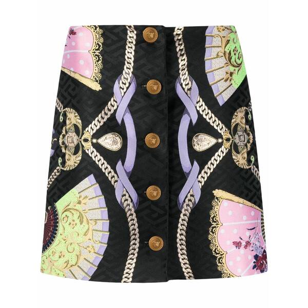 ヴェルサーチ レディース スコート ボトムス Graphic-print medusa head button skirt Black