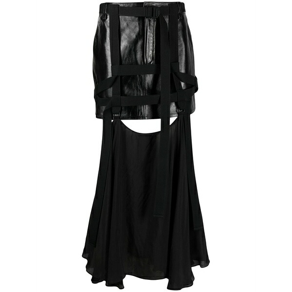 ゼロスリーツーシー レディース スコート ボトムス Leather harness MIDI skirt Black