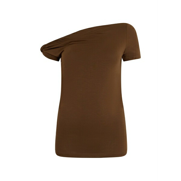 7フォーオールマンカインド レディース Tシャツ トップス Twisted-shoulder t-shirt Brown｜asty