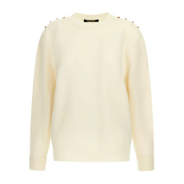 ロベルトカヴァリ レディース 編み物\u0026スウェーター アウター Button-embellished wool sweater Neutrals