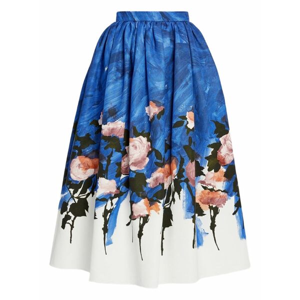 アーデム レディース スコート ボトムス Floral gathered MIDI skirt Blue