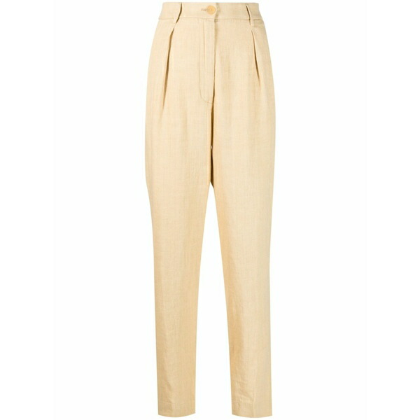 フォルテ フォルテ レディース カジュアルパンツ ボトムス High-waisted linen trousers Gold