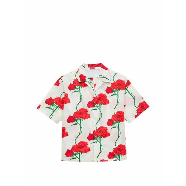 ケンゾー メンズ プルオーバー トップス Archive rose hawaiian shirt White メンズファッション-カジュアルシャツ