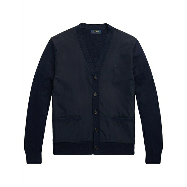 ラルフローレン メンズ ジレー アウター Contrast-panel cardigan Blue