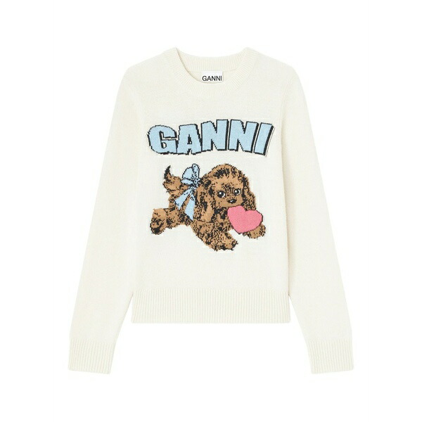 ガニー レディース 編み物\u0026スウェーター アウター Puppy logo intarsia sweater Neutrals