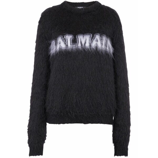 バルマン レディース 編み物\u0026スウェーター アウター Logo-jacquard jumper Black