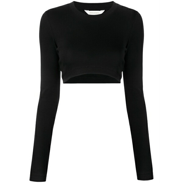 パーム・エンジェルス レディース プルオーバー トップス Fine-ribbed cropped long-sleeve top Black