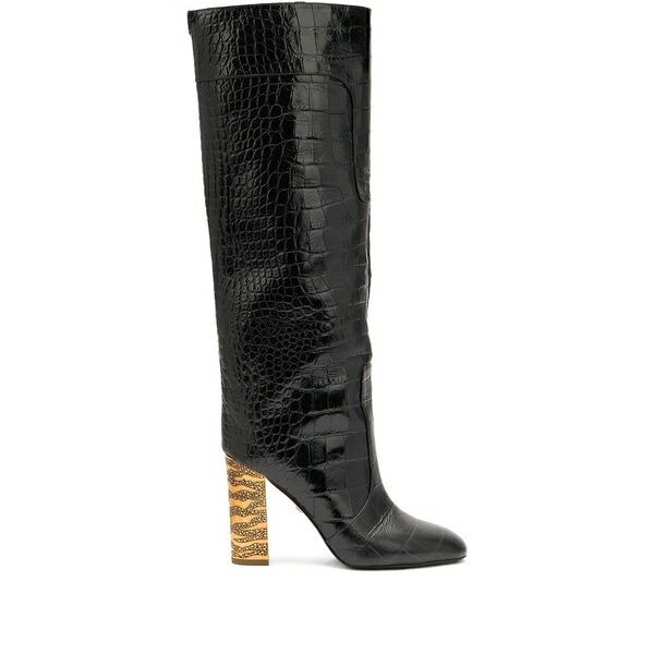 ロベルトカヴァリ レディース ブーツ シューズ Crocodile-effect leather boots Black|asty
