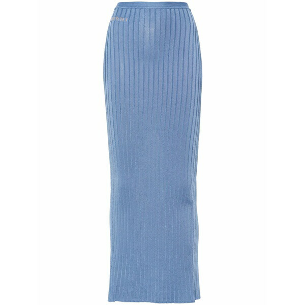 マルニ レディース スコート ボトムス Jacquard-logo ribbed maxi skirt Blue