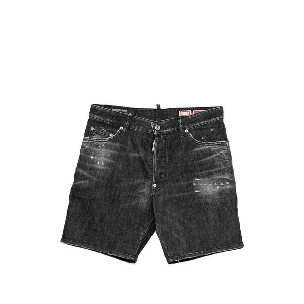 ディースクエアード メンズ カジュアルパンツ ボトムス Belt-loop distressed shorts Black｜asty