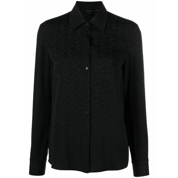 ピンコ レディース プルオーバー トップス Logo-jacquard shirt Black