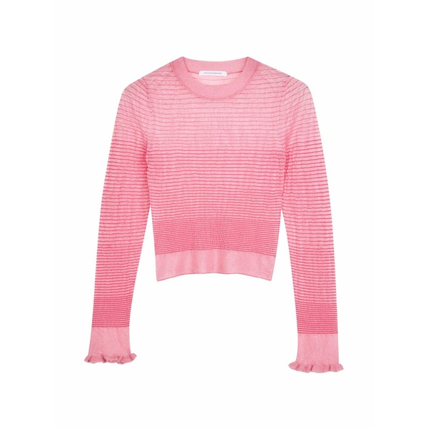 セシリー・バンセン レディース Tシャツ トップス Fringed-cuff long-sleeve top Pink|asty