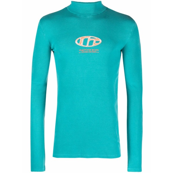 マーティン・さくら色 メンズ 編み物\u0026プルオーバー アウター Logo-print high-neck jumper Blue