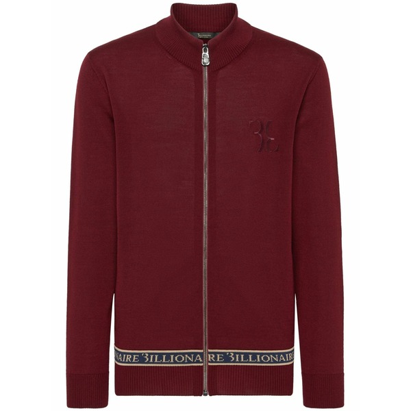 ビリオネア メンズ ジレー アウター Logo-embroidered zip-up jumper Red