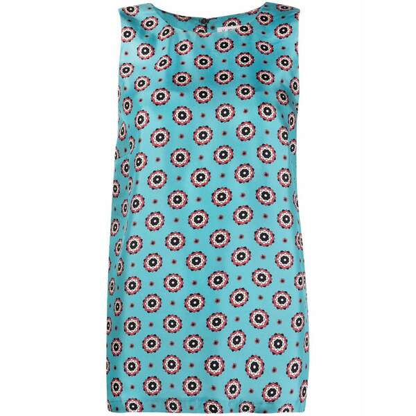 アルベルト ビアーニ レディース シャツ トップス Medallion-print sleeveless silk blouse Blue｜asty