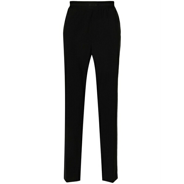エムエスジイエム メンズ 心地好いズボン下 ボトムス Logo-waistband tapered trousers Black
