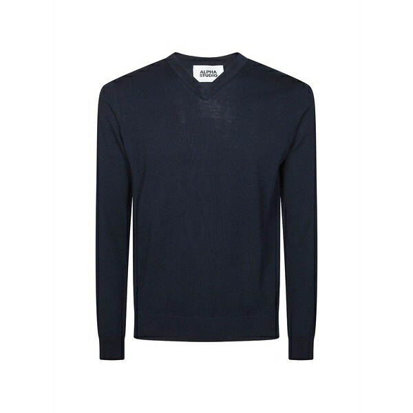 アルファス テューディオ メンズ パーカー・スウェットシャツ アウター Long-sleeve v-neck sweater Blue