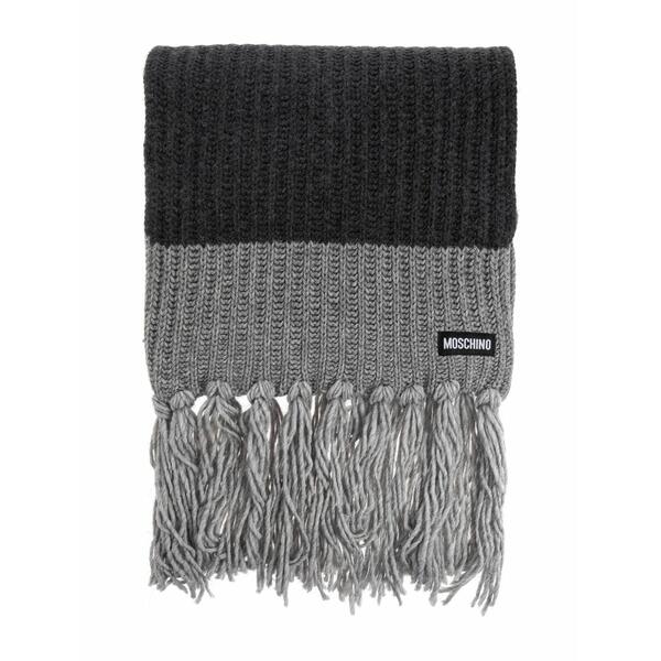 モスキーノ メンズ 消音装置・袈裟・えり巻き 佩び物 Ribbed-knit fringed scarf Black