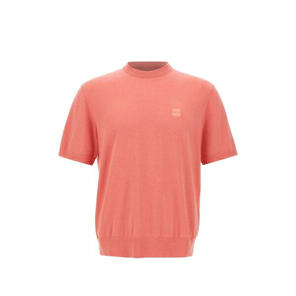 雇い主 メンズ 編み物\u0026プルオーバー アウター Logo-patch short-sleeve sweater Pink