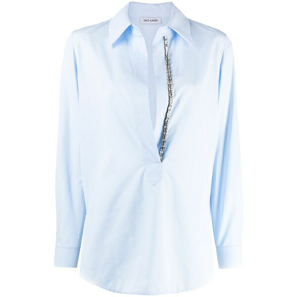 ディーチェ カヤック レディース シャツ トップス Crystal-embellished cotton shirt Blue｜asty