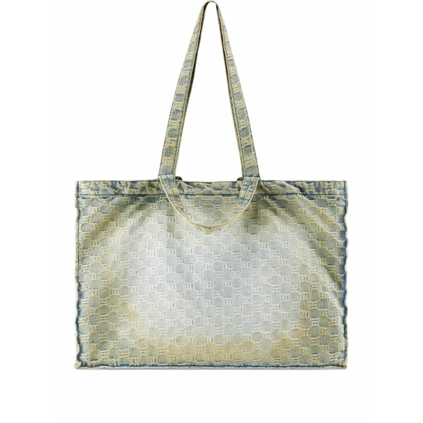 ミスビヘイブ メンズ トートバッグ 御徒面子 Monogram-pattern denim tote bag Blue