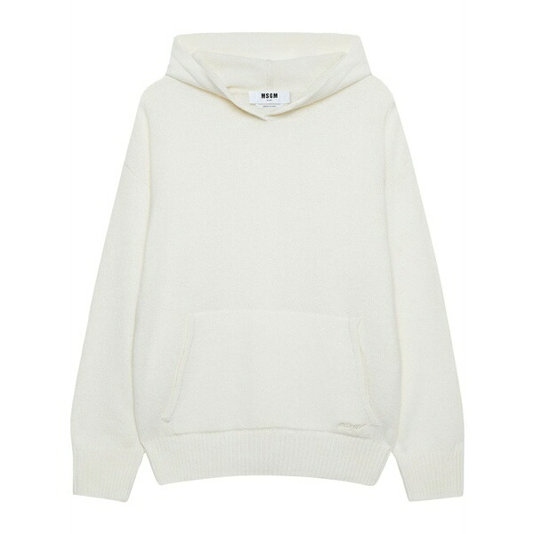 エムエスジイエム レディース 編み物\u0026スウェーター アウター Logo-embroidered hoodie White