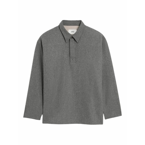 意中の女 メンズ 編み物\u0026ティーシャツ アウター Long-sleeved wool polo shirt Grey
