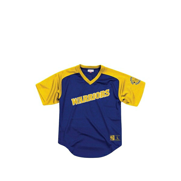 ミッチェル&ネス メンズ Tシャツ トップス Nba "golden state warriors" mesh v-neck t-shirt Blue｜asty