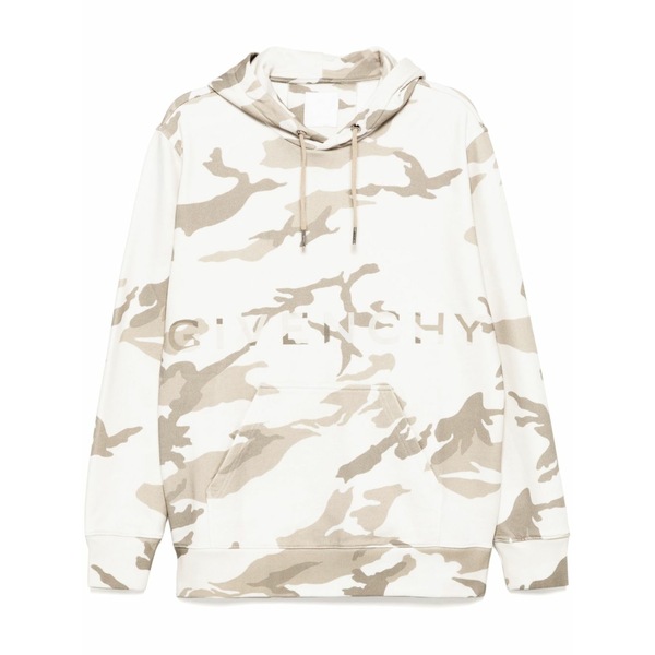 ジバンシー メンズ パーカー・スウェットシャツ アウター Camouflage-pattern logo-printed hoodies Neutrals｜asty