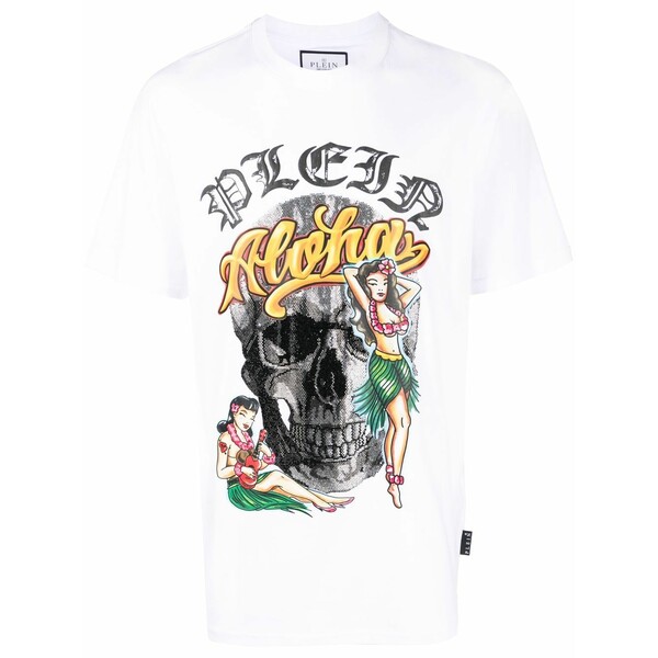 フィリップ飾り気の無い メンズ プルオーバー トップス Hawaii short-sleeve t-shirt  White