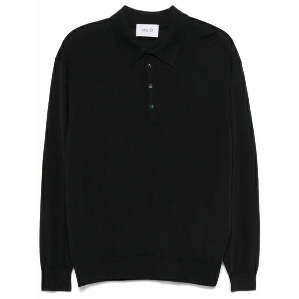ディーフォーポイントゼロ メンズ 編み物\u0026ティーシャツ アウター Fine-knit polo shirt Black