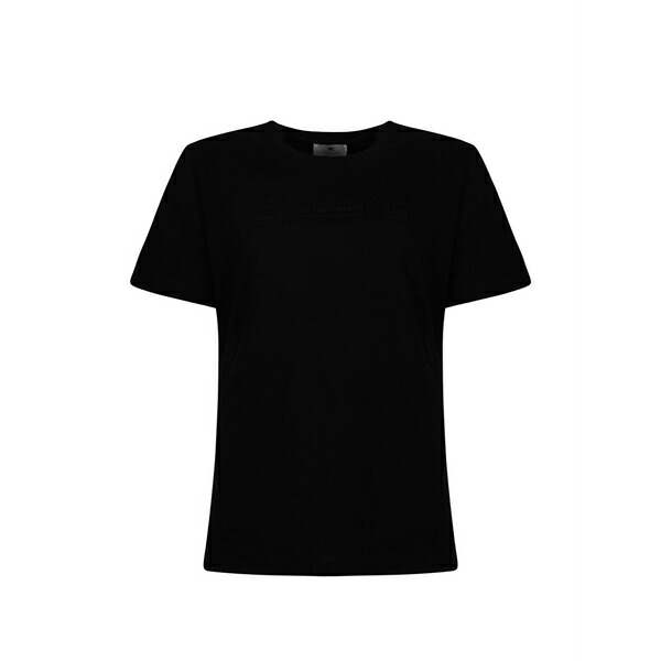 エリザベスフランキ レディース Tシャツ トップス Embossed t-shirt Black|asty