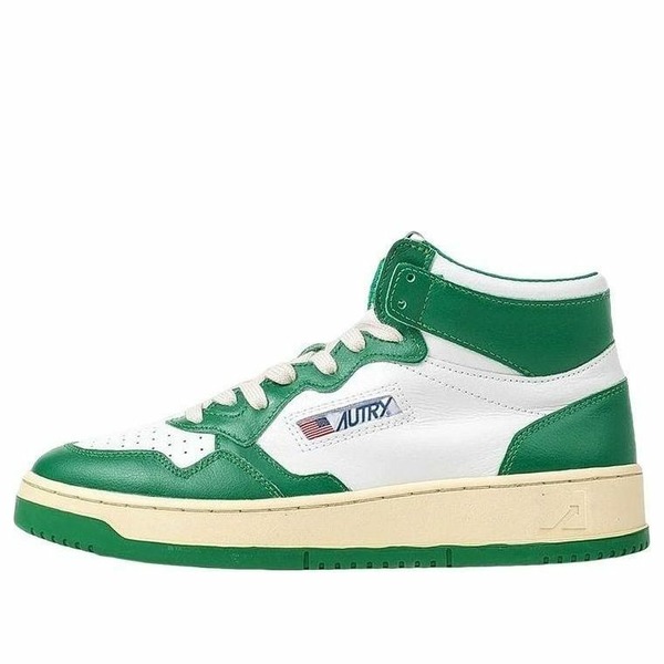 AUTRY オートリー メンズ スニーカー 【Autry Medalist high-top Sneakers 'White Green' AUMM-WB03】 サイズ US_9(27.0cm)|asty