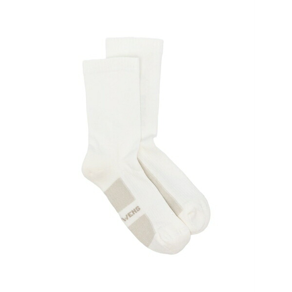 リックオウエンス レディース ソックス アンダー御召しもの Logo-print socks White