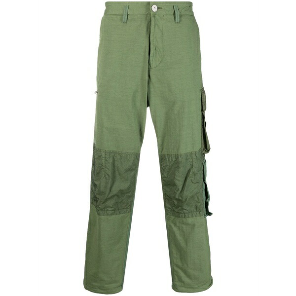 ストーンアイランド メンズ カジュアルパンツ ボトムス Panelled straight-leg cargo trousers Green｜asty