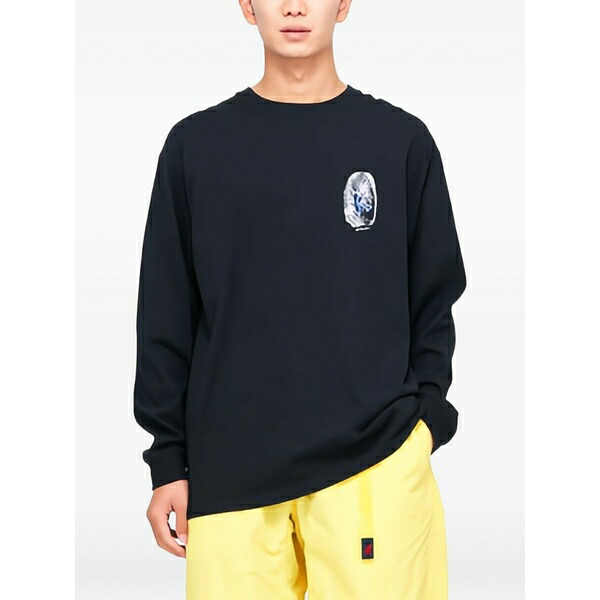 グラミチ メンズ パーカー・スウェットシャツ アウター Long-sleeve graphic t-shirt Black｜asty