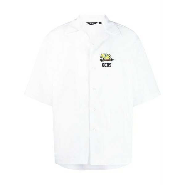 ジーシーディーエス メンズ シャツ トップス Embossed-logo short-sleeve shirt White｜asty
