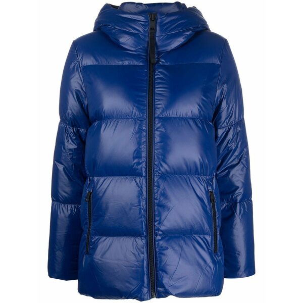 トミー ヒルフィガー レディース ジャケット&ブルゾン アウター Logo-hood padded jacket Blue|asty
