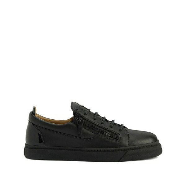 ジュゼッペザノッティ メンズ スニーカー シューズ Frankie zip-detail leather sneakers Black｜asty