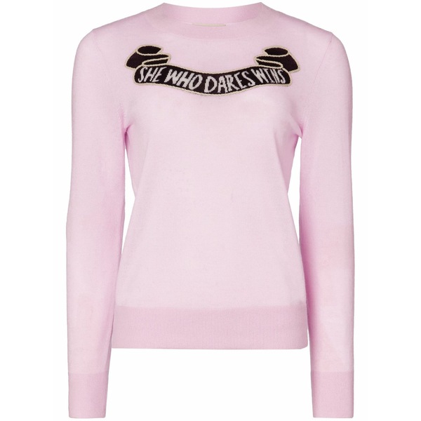 テンパリーロンドン レディース 編み物\u0026スウェーター アウター She who dares win jumper Pink
