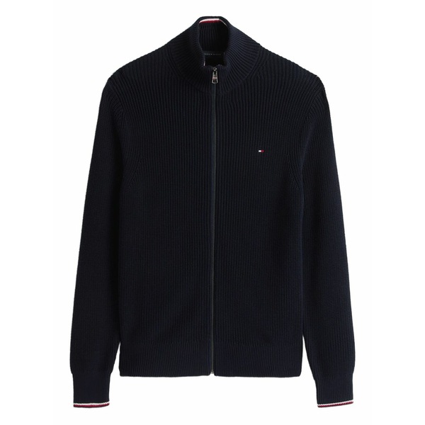 トミー ヒルフィガー メンズ カーディガン アウター Zip-up logo-detail cardigan Blue｜asty