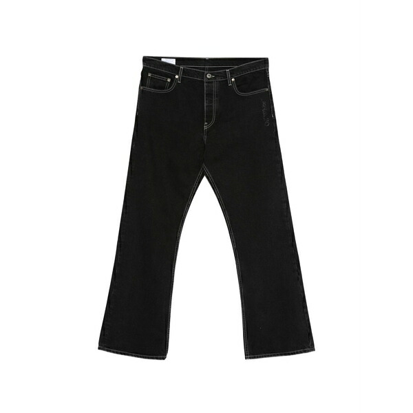 オフホワイト メンズ デニムパンツ ボトムス Contrast-stitch jeans Black｜asty