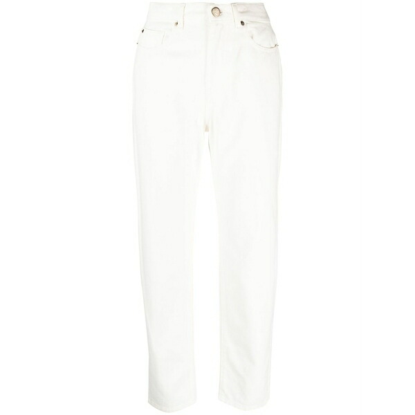 ツインセット レディース デニムパンツ ボトムス Embroidered-logo straight-leg denim trousers White｜asty