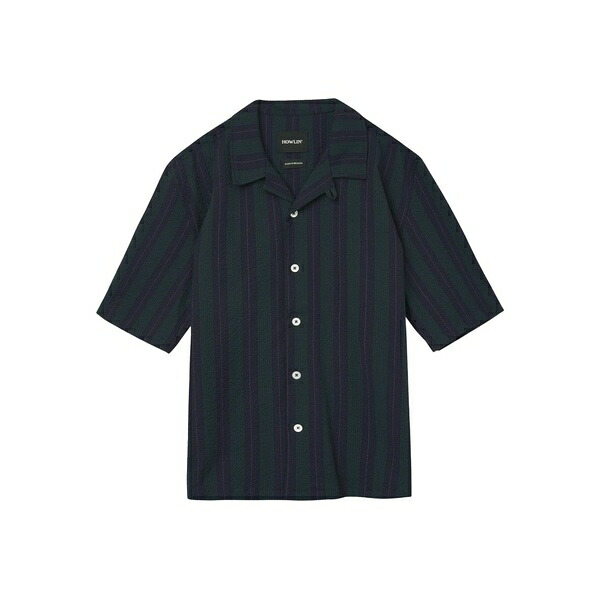 ハウリン メンズ シャツ トップス Striped short-sleeve shirt Blue｜asty