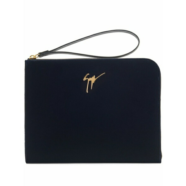 ジュゼッペザノッティ メンズ 商行為系 御徒面子 Fabian logo-plaque clutch bag Blue