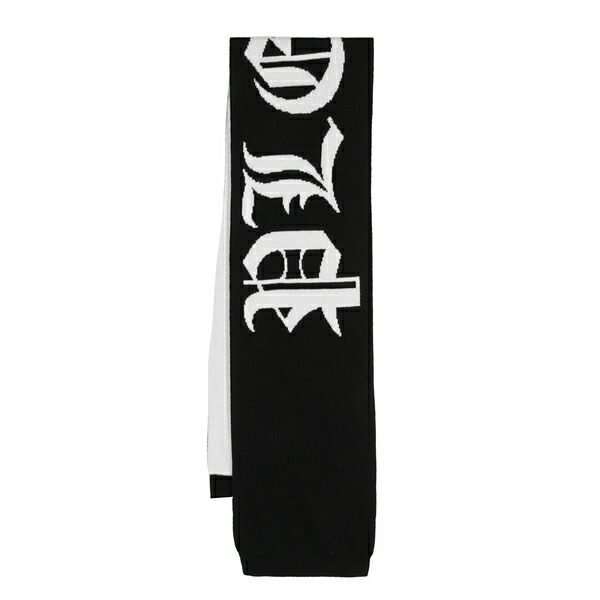 フィリップ飾り気のない メンズ えり巻き・袈裟・えり巻き 付属物 Gothic plein intarsia knit-logo scarf Black